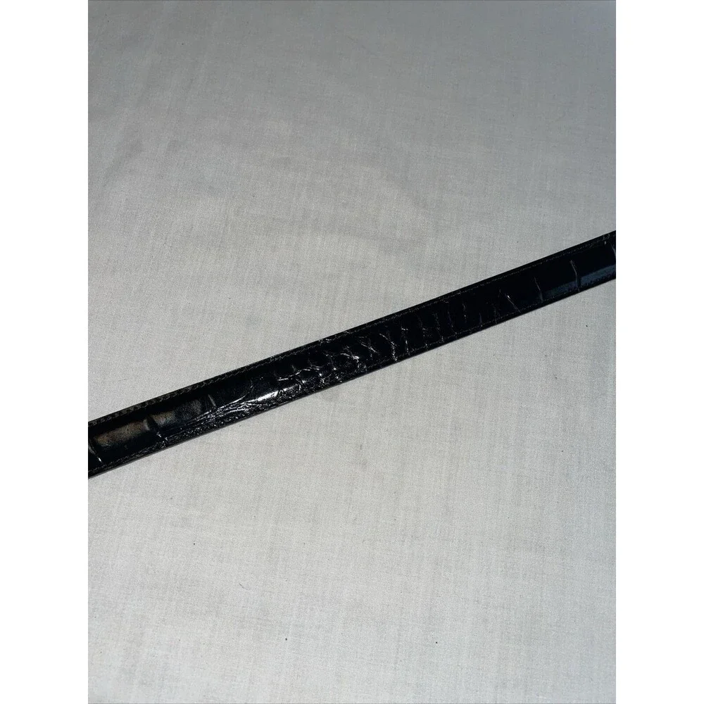 Danbury Club Dress Belt Women’s Size 32” Black Leather Gator Motif Buckle NWT